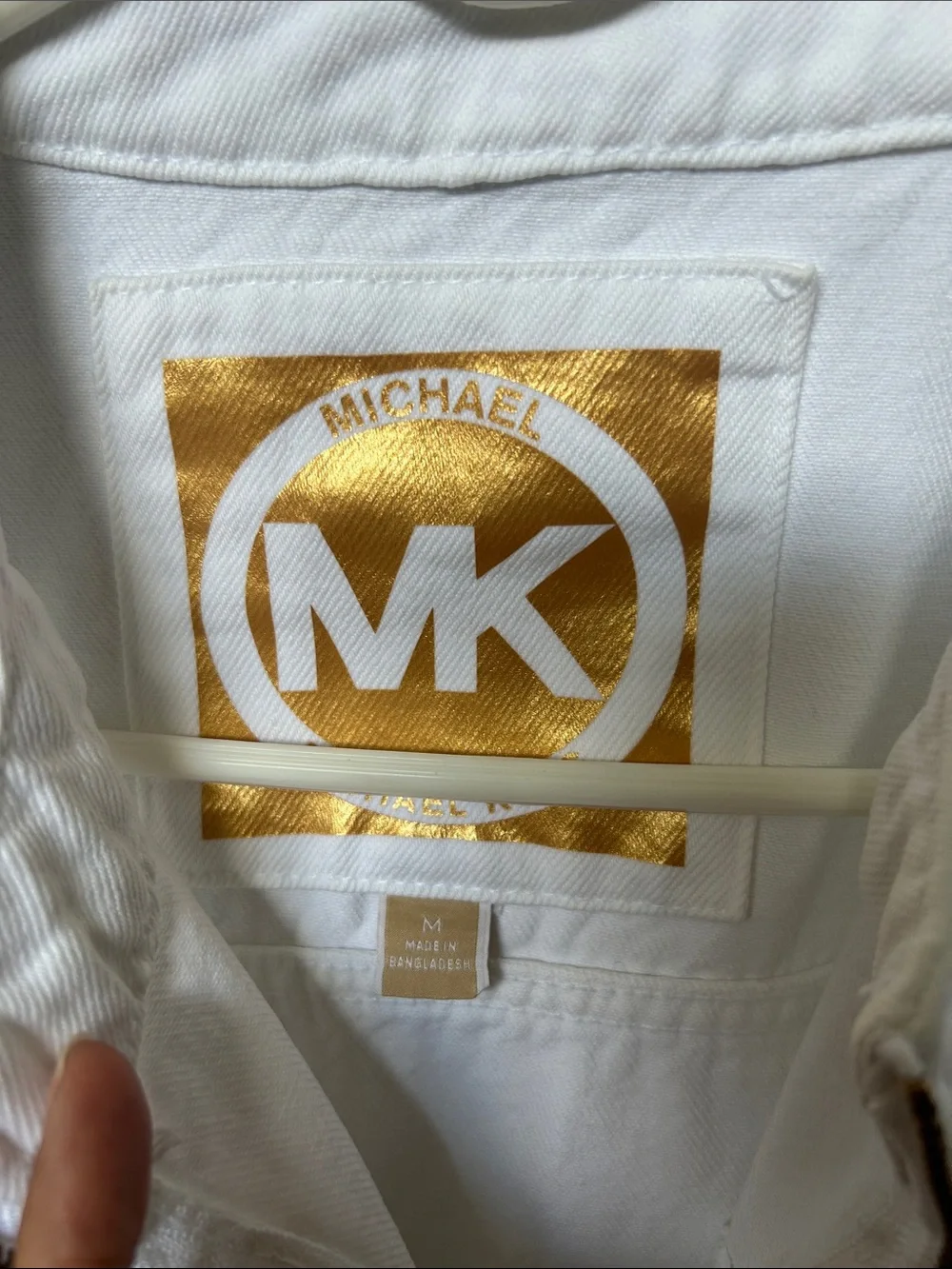 NWOT MICHAEL KORS WOMEN'S LONG SLEEVE CROPPED WHITE DENIM JACKET SIZE M